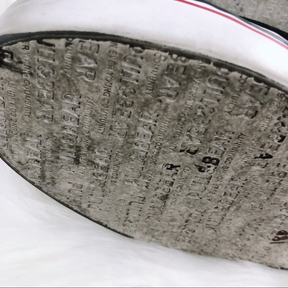 Pull And Bear CHUNKY PLATFORM WHITE AND BLACK LOW TOP LACE UP SNEAKERS - Picture 5 of 5